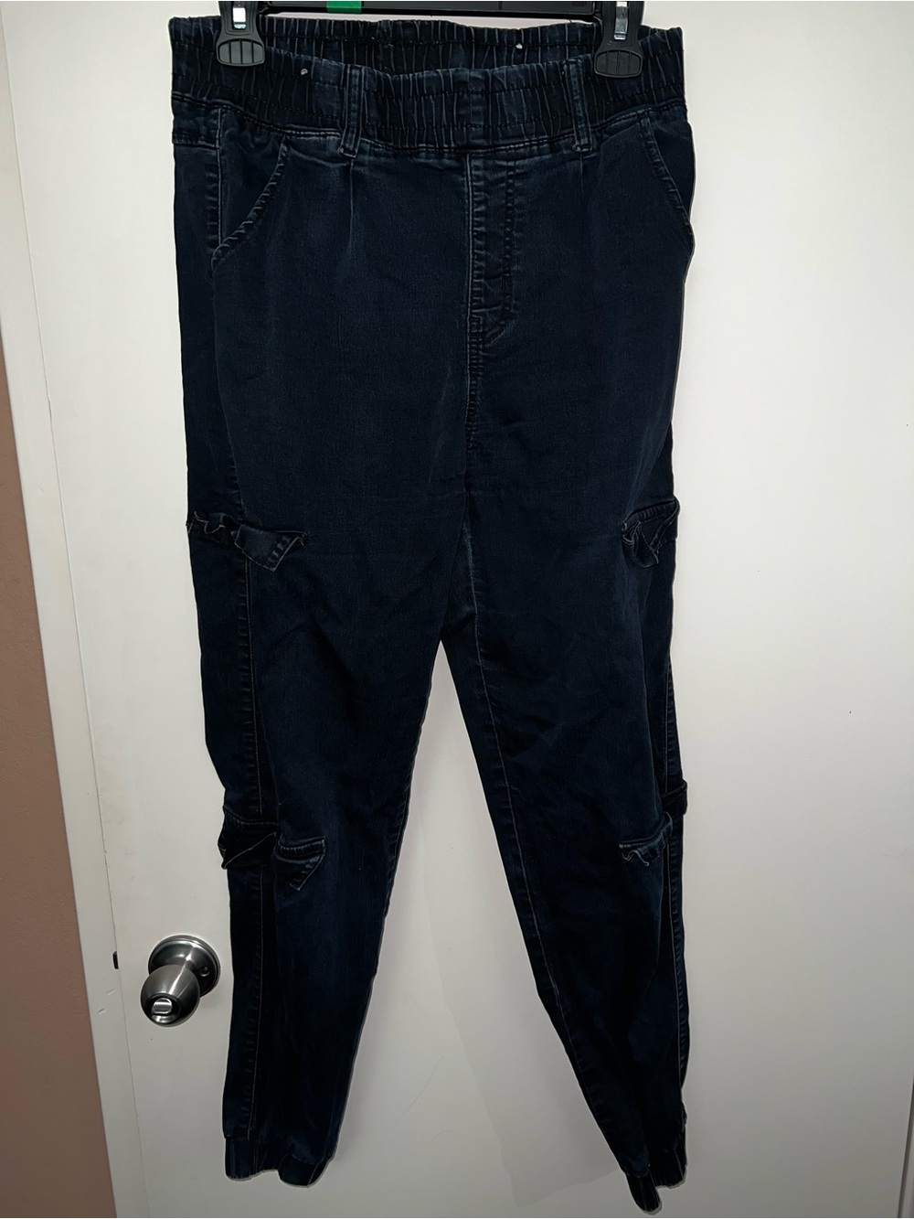 Dark Navy Cargo Jeans - Elastic Waist
